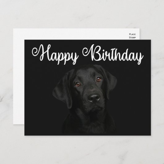 Gelukkige Verjaardag Zwarte Labrador Retriever Pup Briefkaart (Voorkant / Achterkant)