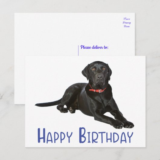 Gelukkige Verjaardag Zwarte Labrador Retriever Pup Briefkaart (Voorkant / Achterkant)