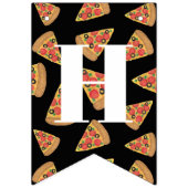 Gelukkige Verjaardag Zwarte Pizza Party Bunting Ba Vlaggetjes (Tweede vlag)