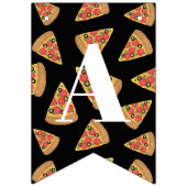 Gelukkige Verjaardag Zwarte Pizza Party Bunting Ba Vlaggetjes (Derde vlag)