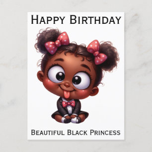 Gelukkige verjaardag zwarte prinses melanine bruin feestdagenkaart