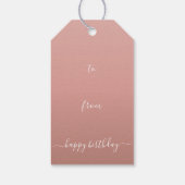 Gelukkige verjaardag, zwarte vrouw gouden tinten b cadeaulabel (Achterkant)