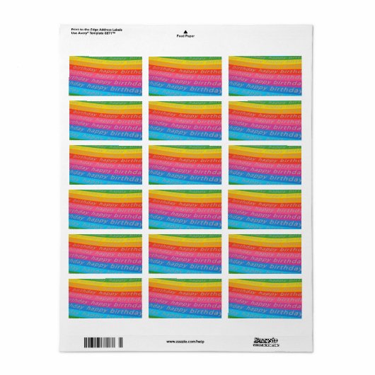 Gelukkige Verjaardagsachtergrond Etiket (Full Sheet)