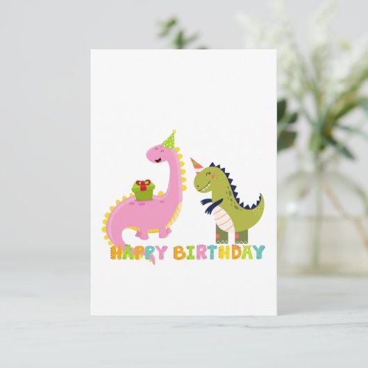 Gelukkige Verjaardagsaurus Bedankkaart (Staand voorkant)