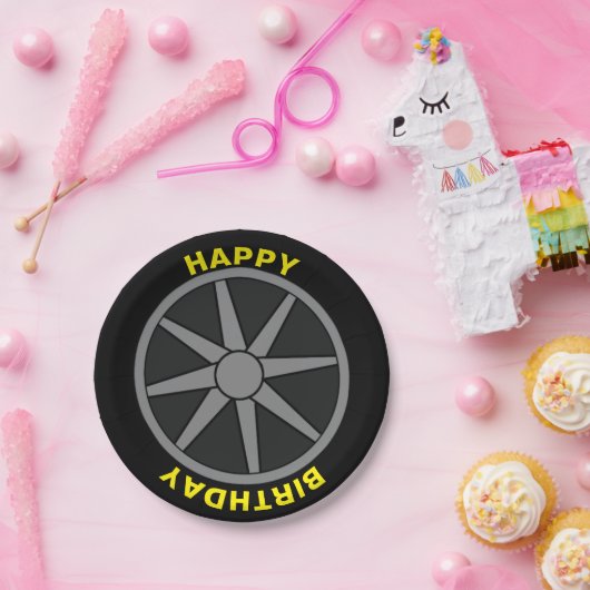 Gelukkige Verjaardagsautoband Papieren Bordje (Feest)