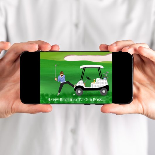 Gelukkige Verjaardagsbaas - Golfer in grappige sit Kaart