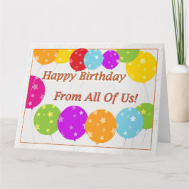 Gelukkige verjaardagsballon van ons allemaal met K Kaart