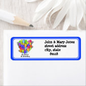 Gelukkige Verjaardagsballonnen (blauwe versiering) Etiket (Insitu)