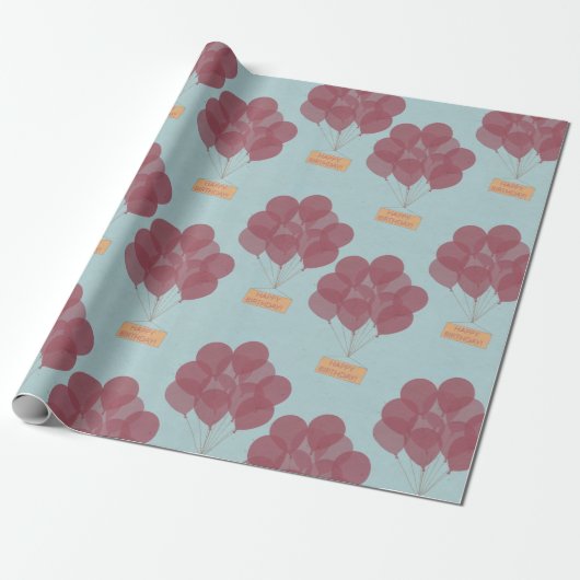 Gelukkige verjaardagsballonnen cadeaupapier (Uitgerold)
