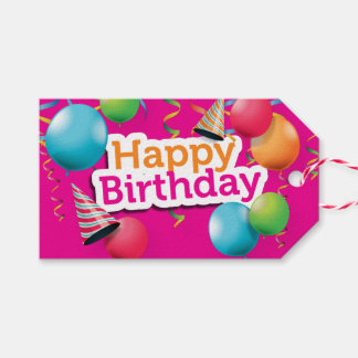 Gelukkige Verjaardagsballonnen en Petten Cadeaulabel