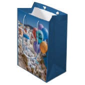 Gelukkige Verjaardagsballonnen in Santorini, Griek Medium Cadeauzakje (Voorkant Gekanteld)