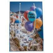 Gelukkige Verjaardagsballonnen in Santorini, Griek Medium Cadeauzakje (Achterkant)