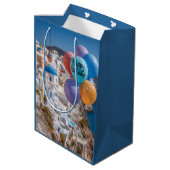 Gelukkige Verjaardagsballonnen in Santorini, Griek Medium Cadeauzakje (Achterkant Gekanteld)