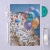 Gelukkige Verjaardagsballonnen in Santorini, Griek Tissuepapier (Craft)
