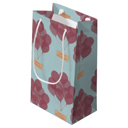 Gelukkige verjaardagsballonnen klein cadeauzakje (Achterkant Gekanteld)