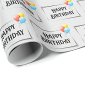 Gelukkige Verjaardagsballonnen op Grijs Cadeaupapier (Rol Hoek)