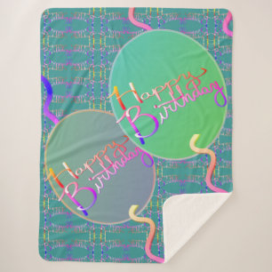 Gelukkige Verjaardagsballonnen Sherpa Deken