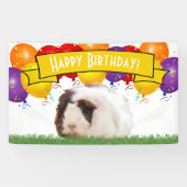 Gelukkige Verjaardagsballonnen Wit Guinee Varken G Spandoek (Horizontaal)