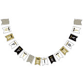 Gelukkige Verjaardagsbanner in Zwart en Faux Goud Vlaggetjes (Alle)