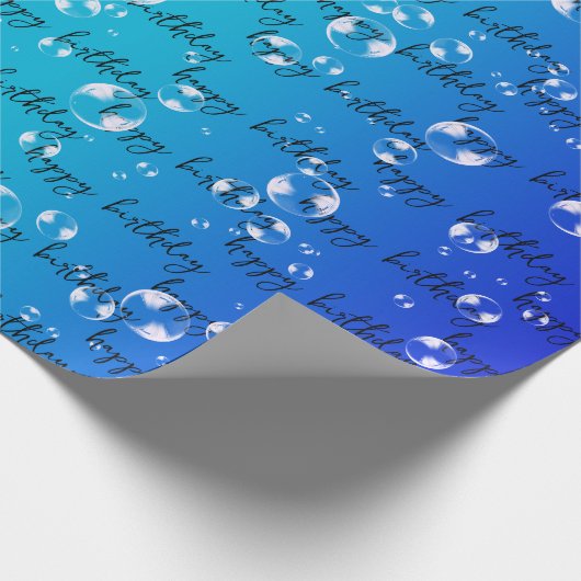 Gelukkige Verjaardagsbellen op Blauwe Gradiënt Cadeaupapier (Hoek)