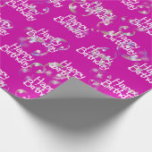 Gelukkige Verjaardagsbellen op Roze Verpakkend Doc Cadeaupapier (Hoek)