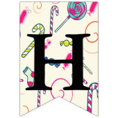 Gelukkige Verjaardagsbericht Roze Candy Cane Bonbo Vlaggetjes (Tweede vlag)