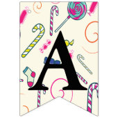 Gelukkige Verjaardagsbericht Roze Candy Cane Bonbo Vlaggetjes (Derde vlag)