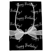 Gelukkige Verjaardagsboog op zwart Medium Cadeauzakje (Voorkant)