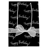 Gelukkige Verjaardagsboog op zwart Medium Cadeauzakje (Achterkant)