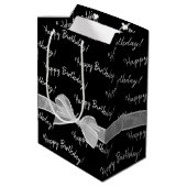 Gelukkige Verjaardagsboog op zwart Medium Cadeauzakje (Achterkant Gekanteld)