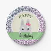 Gelukkige verjaardagsbunny (dieren), doodle papieren bordje (Voorkant)