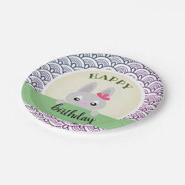 Gelukkige verjaardagsbunny (dieren), doodle papieren bordje