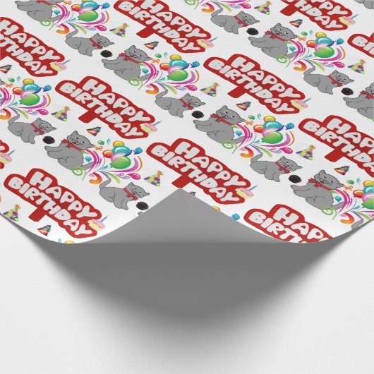Gelukkige Verjaardagscadeau inpakpapier katten (Hoek)