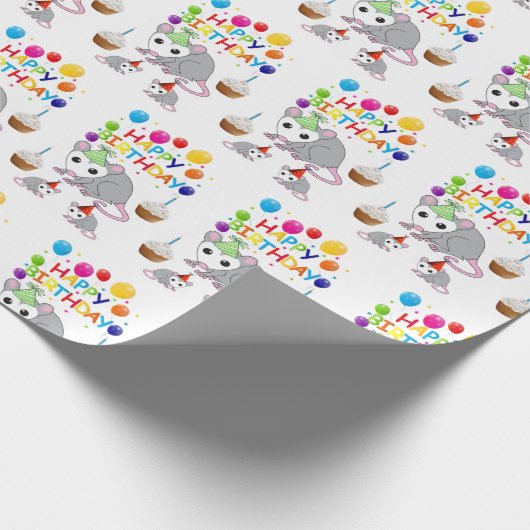 Gelukkige Verjaardagscadeau inpakpapier Possum (Hoek)