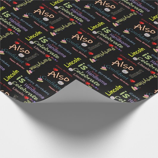 Gelukkige Verjaardagscadeau Wrapping Paper Lincoln Cadeaupapier (Hoek)