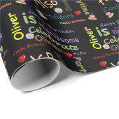 Gelukkige Verjaardagscadeau Wrapping Paper Oliver Cadeaupapier (Rol Hoek)