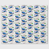 Gelukkige Verjaardagscadeau Wrapping Paper Shark Cadeaupapier (Vlak)
