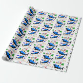 Gelukkige Verjaardagscadeau Wrapping Paper Shark Cadeaupapier (Uitgerold)