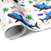 Gelukkige Verjaardagscadeau Wrapping Paper Shark Cadeaupapier (Rol Hoek)