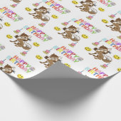 Gelukkige Verjaardagscadeau Wrapping Paper Wolf Cadeaupapier (Hoek)