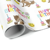 Gelukkige Verjaardagscadeau Wrapping Paper Wolf Cadeaupapier (Rol Hoek)