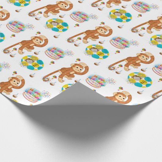 Gelukkige Verjaardagscadeau Wrapping Papier Aap Tw (Hoek)