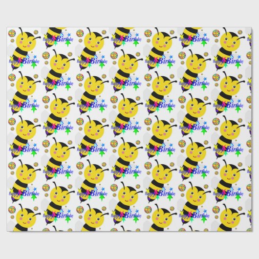 Gelukkige Verjaardagscadeau Wrapping Papier Bumble (Vlak)