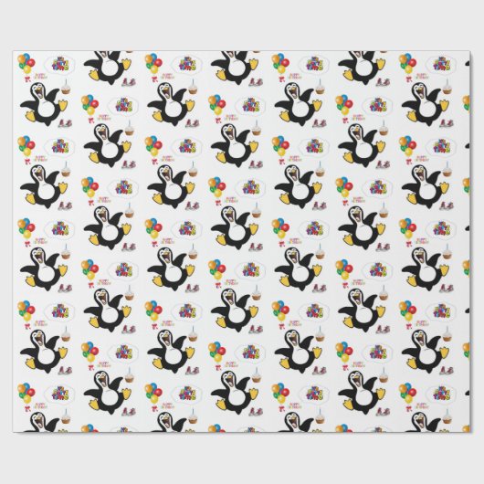 Gelukkige Verjaardagscadeau Wrapping Papier Pinguï (Vlak)