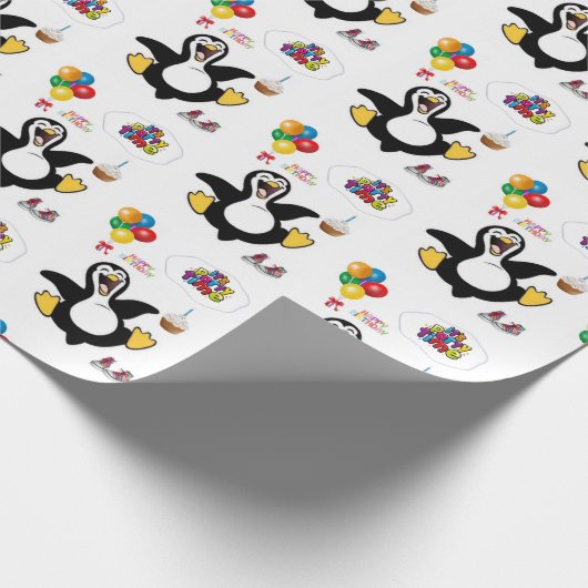 Gelukkige Verjaardagscadeau Wrapping Papier Pinguï (Hoek)