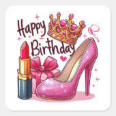 Gelukkige verjaardagscadeaus vierkante sticker (Voorkant)