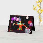 gelukkige verjaardagsclown kaart (Gele Bloem)