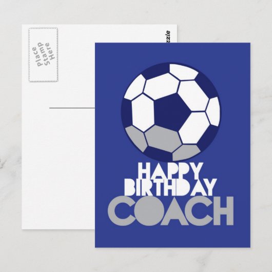 Gelukkige Verjaardagscoach met voetbal Briefkaart (Voorkant / Achterkant)