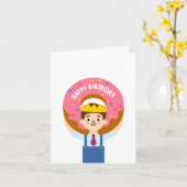 Gelukkige Verjaardagsdonut Kaart (Gele Bloem)