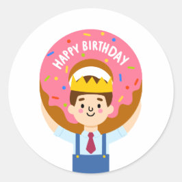 Gelukkige Verjaardagsdonut Ronde Sticker